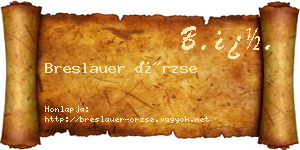 Breslauer Örzse névjegykártya